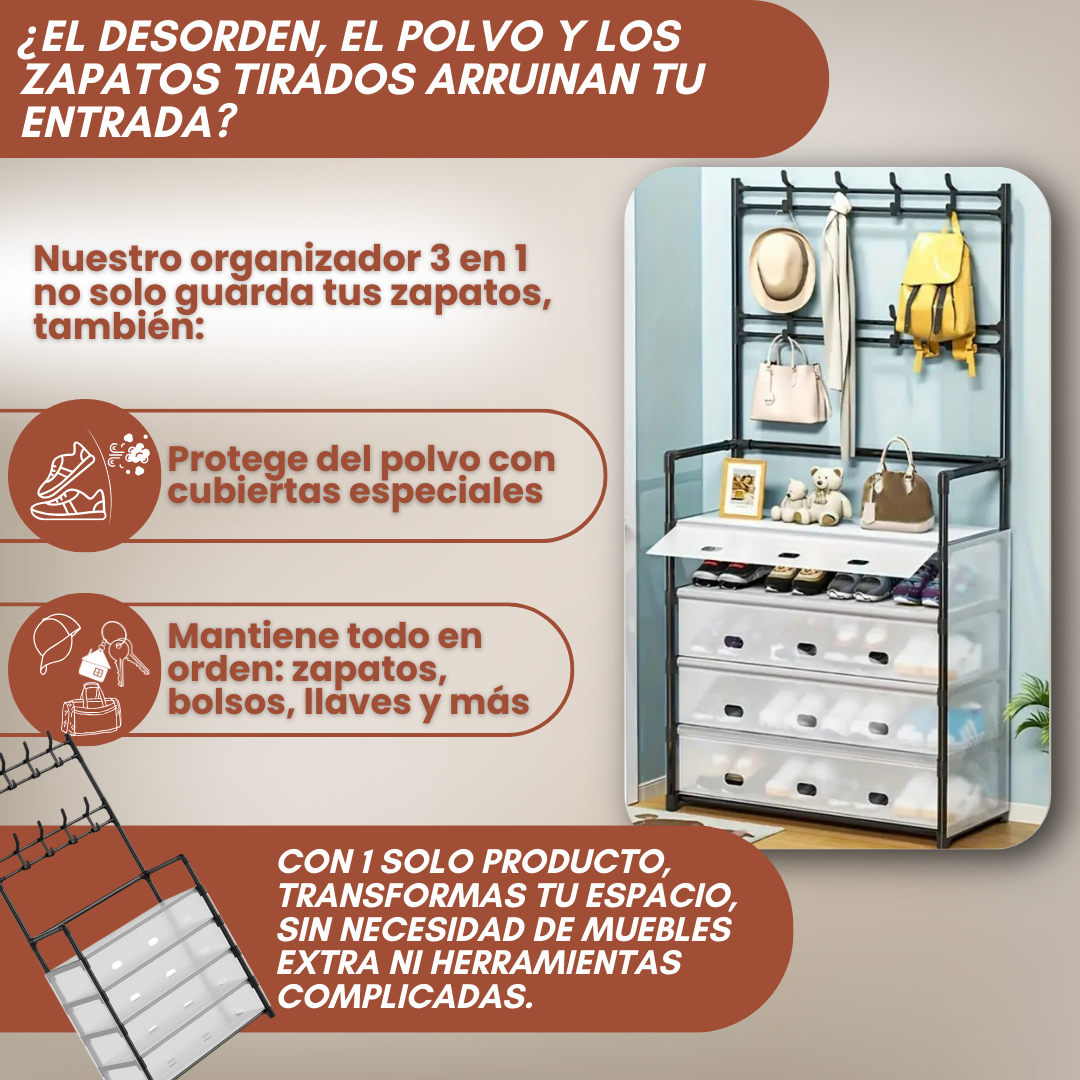 Zapatera 5 niveles, Percheros+Cubiertas Protectoras Gratis | ¡Organiza de todo en segundos!