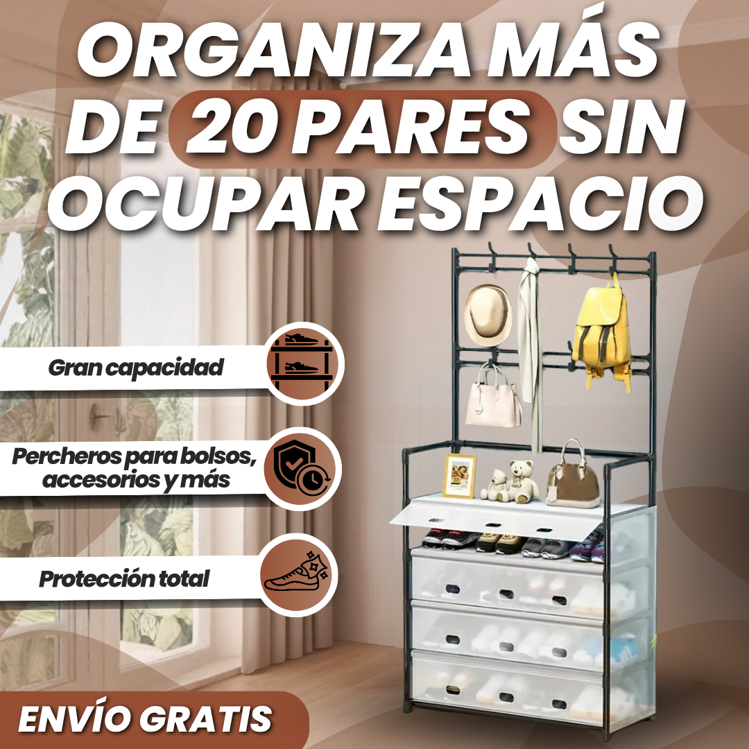 Zapatera 5 niveles, Percheros+Cubiertas Protectoras Gratis | ¡Organiza de todo en segundos!