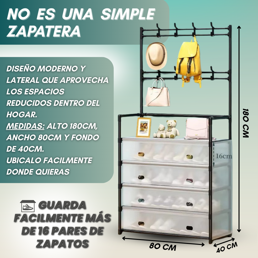 Zapatera 5 niveles, Percheros+Cubiertas Protectoras Gratis | ¡Organiza todo en segundos!