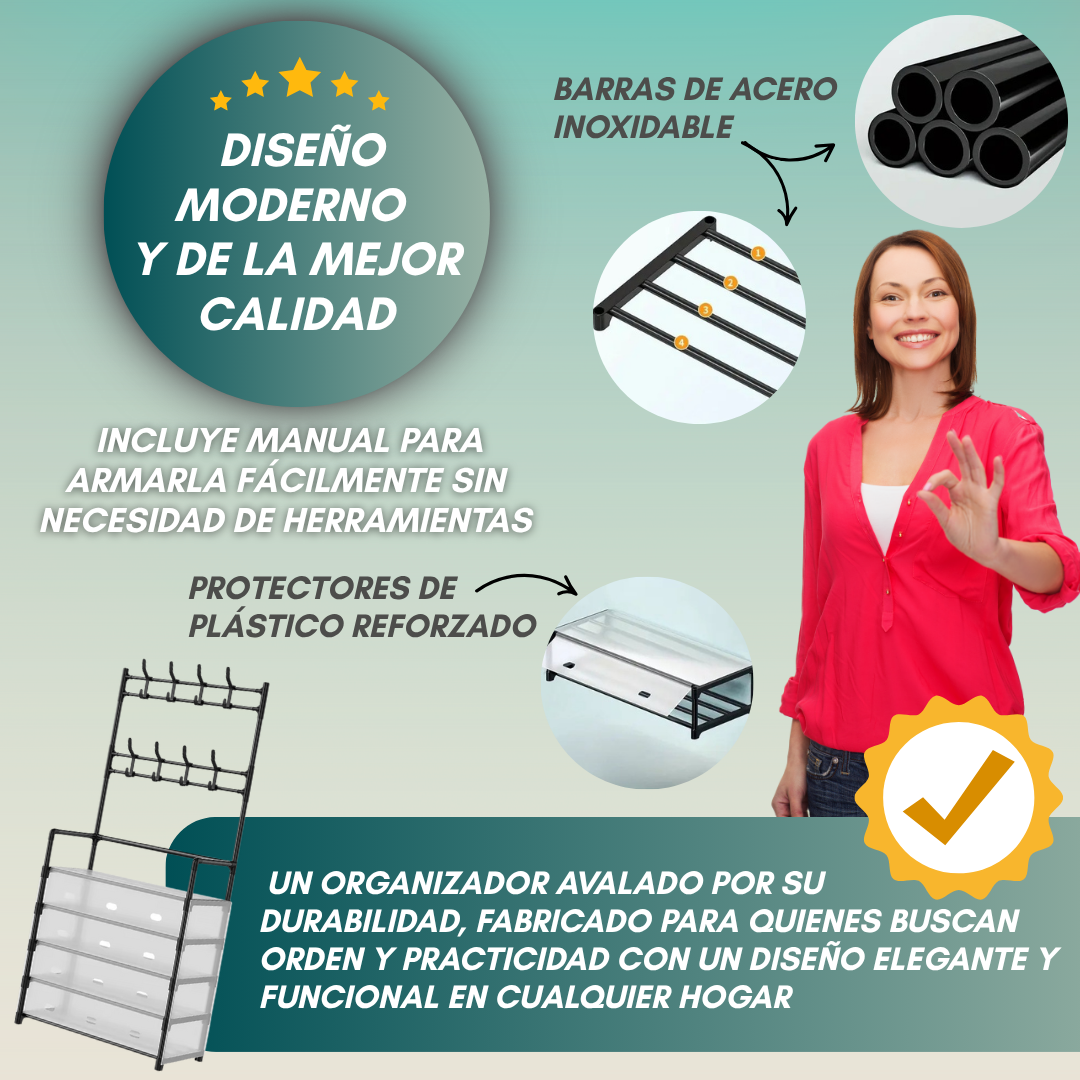 Zapatera 5 niveles, Percheros+Cubiertas Protectoras Gratis | ¡Organiza todo en segundos!