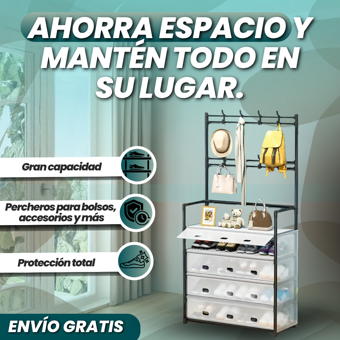 Zapatera 5 niveles, Percheros+Cubiertas Protectoras Gratis | ¡Organiza todo en segundos!