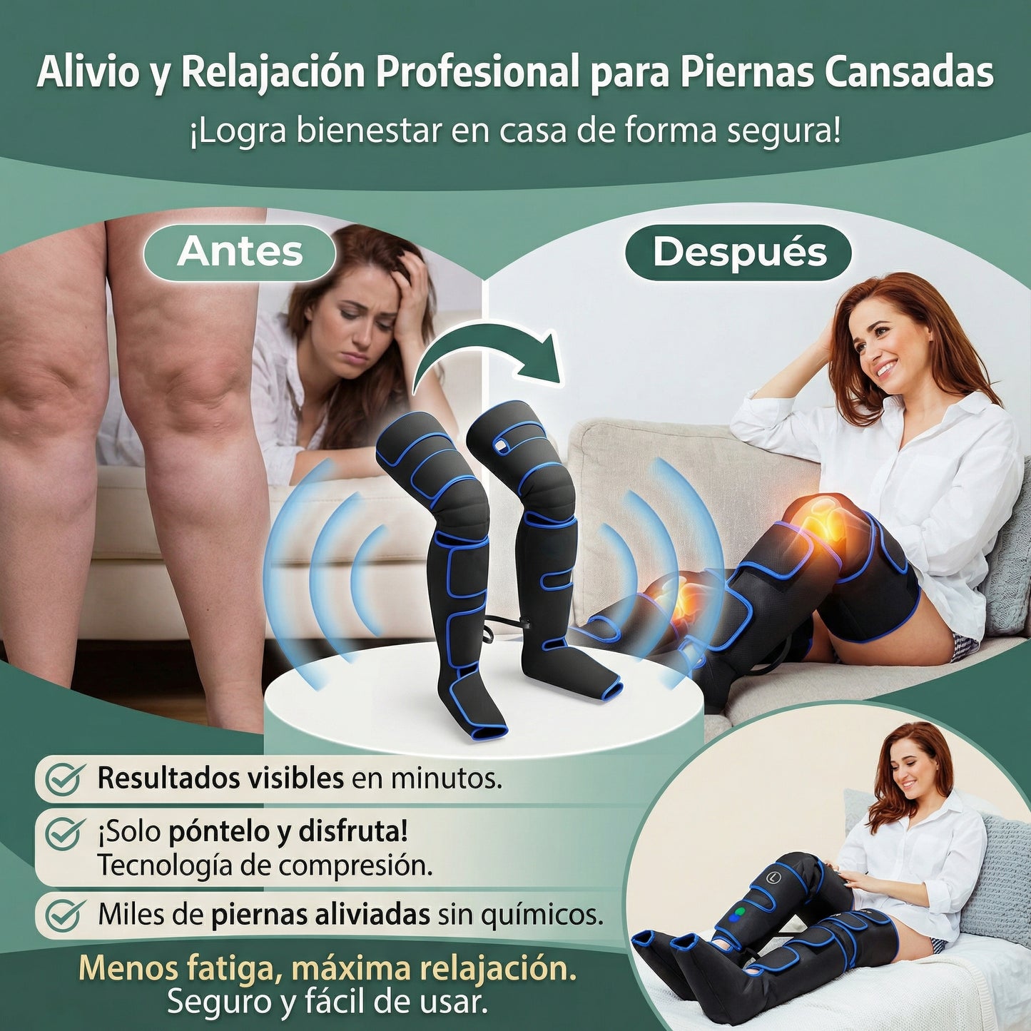 MASAJEADOR DE PIERNAS INTELIGENTE 3 EN 1